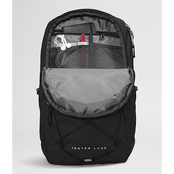 NWT The North Face Women's Jester Luxe Backpack TNF Black/Burnt Coral Metallic - Picture 3 of 7